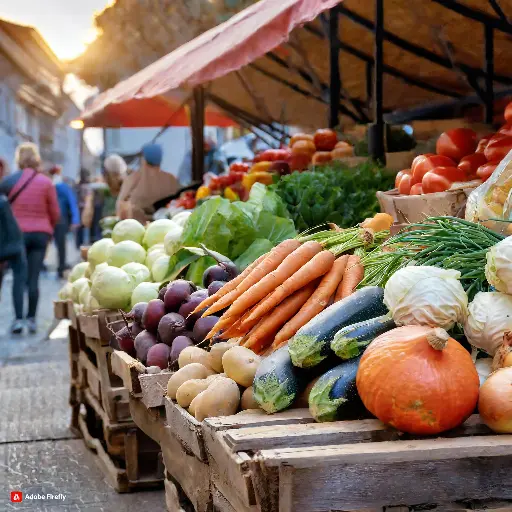 des légumes colorés sur un étal dans la rue